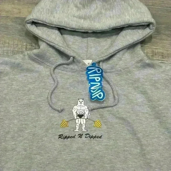 NWT RIPPED N DIPPED Hoodie Jacket Ash Heather Graphic Front /Back Unisex Sz L - Picture 4 of 13